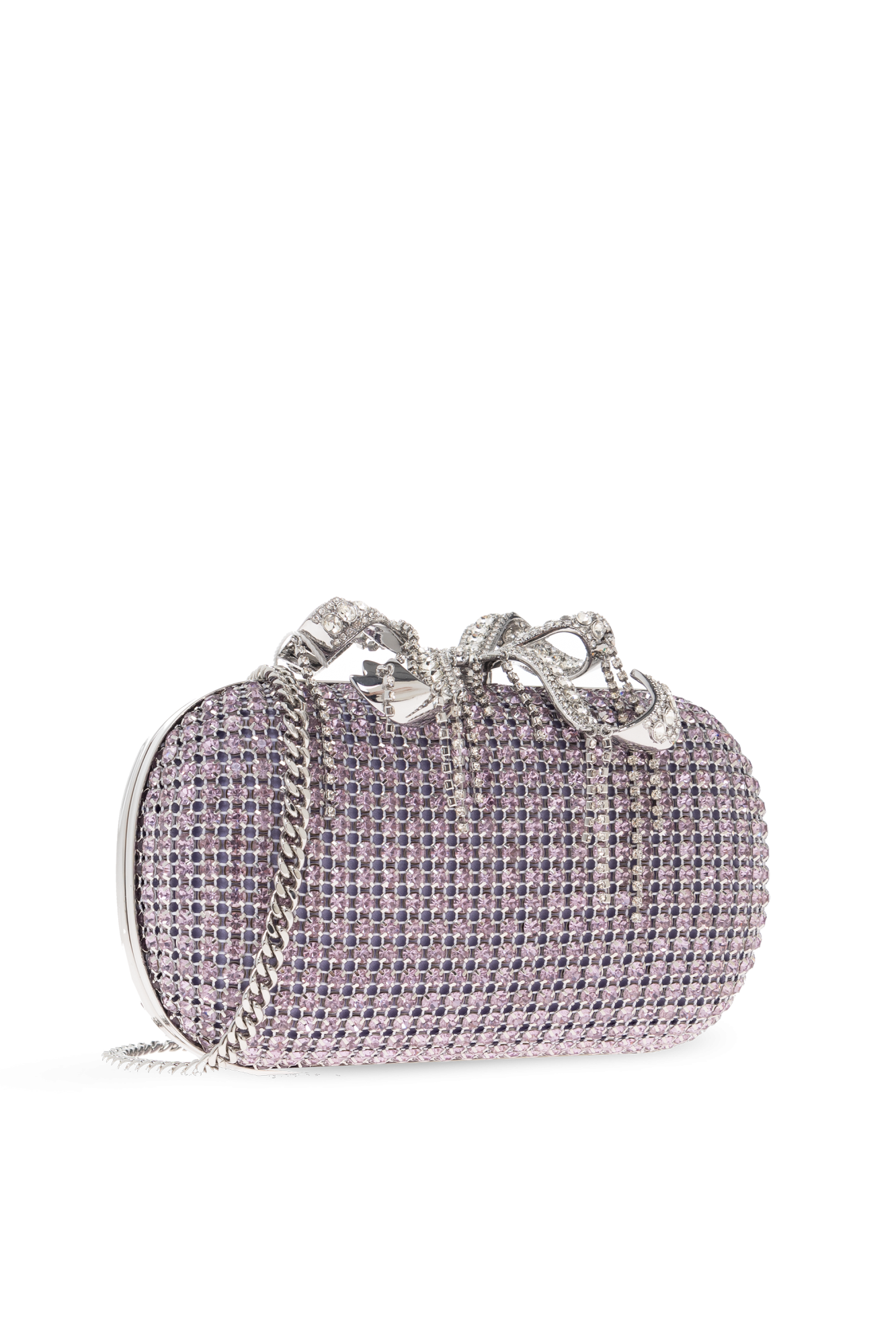 Purple Clutch bag with shimmering crystals Self-Portrait